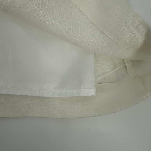 Eddie Bauer Linen A-Line Skirt Women 16 Tall Cream Good Midi Lined Pockets - Picture 8 of 8